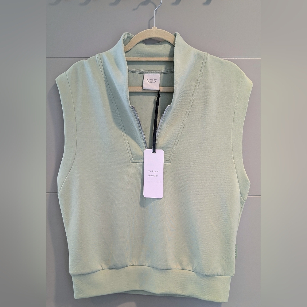 Varley Loretta Half-Zip DoubleSoft Vest Shell in Pistachio - NWT